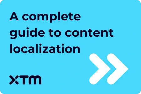 XTM logo and two white arrows on a light blue background. The text says