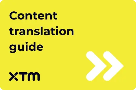 XTM logo and two white arrows on a yellow background. The text says