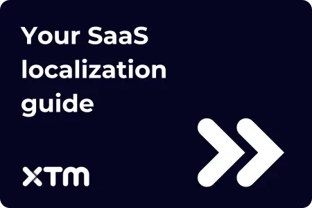 XTM logo and two white arrows on a dark blue background. The text says 