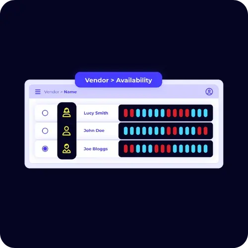 XTRF vendor availability graphic showing different vendors and their monthly availability